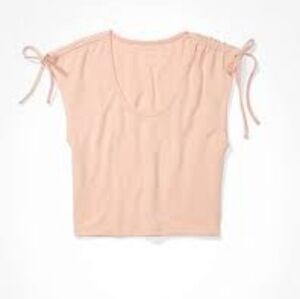 American Eagle Outfitters Peach Tie-Shoulder Crop Tank Size XL
